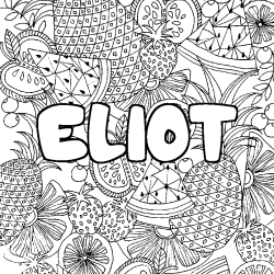 Coloriage prénom ELIOT - décor Mandala fruits
