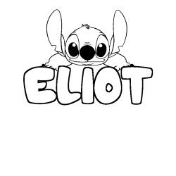 Coloriage prénom ELIOT - décor Stitch
