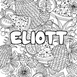 Coloriage pr&eacute;nom ELIOTT - d&eacute;cor Mandala fruits