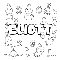 Coloriage pr&eacute;nom ELIOTT - d&eacute;cor Paques