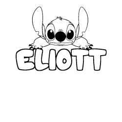 Coloriage prénom ELIOTT - décor Stitch