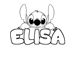 Coloriage prénom ELISA - décor Stitch