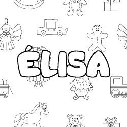 Coloriage prénom ÉLISA - décor Jouets