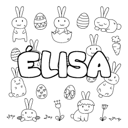 Coloriage pr&eacute;nom &Eacute;LISA - d&eacute;cor Paques
