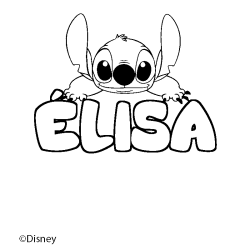Coloriage pr&eacute;nom &Eacute;LISA - d&eacute;cor Stitch