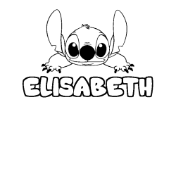 Coloriage prénom ELISABETH - décor Stitch