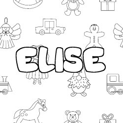 Coloriage prénom ELISE - décor Jouets