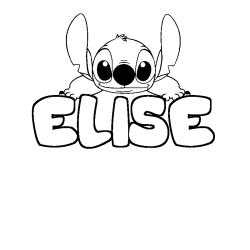 Coloriage prénom ELISE - décor Stitch