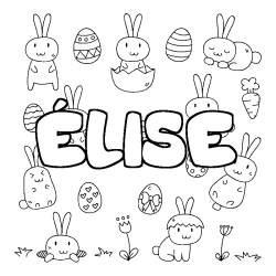 Coloriage pr&eacute;nom &Eacute;LISE - d&eacute;cor Paques