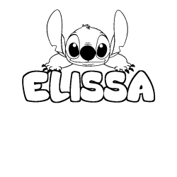 Coloriage prénom ELISSA - décor Stitch