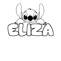 Coloriage prénom ELIZA - décor Stitch