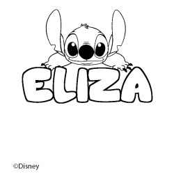 Coloriage pr&eacute;nom ELIZA - d&eacute;cor Stitch