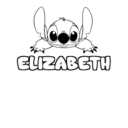 Coloriage prénom ELIZABETH - décor Stitch