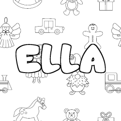 Coloriage prénom ELLA - décor Jouets
