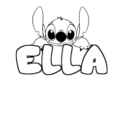 Coloriage prénom ELLA - décor Stitch