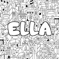 Coloriage prénom ELLA - décor Ville