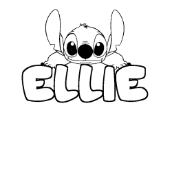 Coloriage prénom ELLIE - décor Stitch