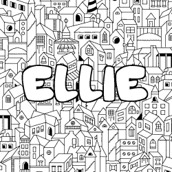 Coloriage prénom ELLIE - décor Ville