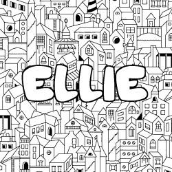 Coloriage pr&eacute;nom ELLIE - d&eacute;cor Ville