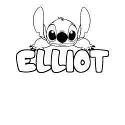 Coloriage prénom ELLIOT - décor Stitch
