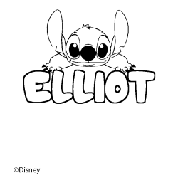 Coloriage pr&eacute;nom ELLIOT - d&eacute;cor Stitch