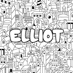 Coloriage prénom ELLIOT - décor Ville