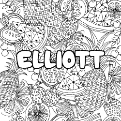 Coloriage prénom ELLIOTT - décor Mandala fruits