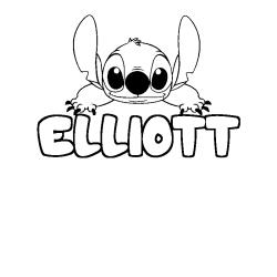 Coloriage prénom ELLIOTT - décor Stitch