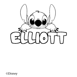 Coloriage pr&eacute;nom ELLIOTT - d&eacute;cor Stitch