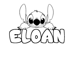Coloriage prénom ELOAN - décor Stitch