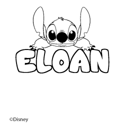 Coloriage pr&eacute;nom ELOAN - d&eacute;cor Stitch