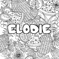 Coloriage pr&eacute;nom ELODIE - d&eacute;cor Mandala fruits
