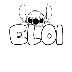 Coloriage prénom ELOI - décor Stitch