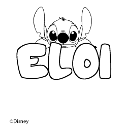 Coloriage pr&eacute;nom ELOI - d&eacute;cor Stitch
