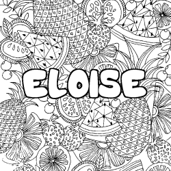 Coloriage prénom ELOISE - décor Mandala fruits