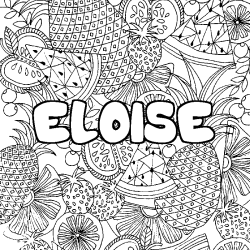 Coloriage pr&eacute;nom ELOISE - d&eacute;cor Mandala fruits