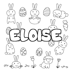 Coloriage pr&eacute;nom ELOISE - d&eacute;cor Paques