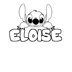 Coloriage prénom ELOISE - décor Stitch