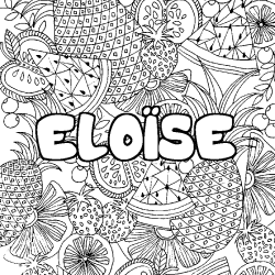 Coloriage pr&eacute;nom ELO&Iuml;SE - d&eacute;cor Mandala fruits