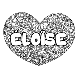 Coloriage &Eacute;LO&Iuml;SE - d&eacute;cor Mandala coeur