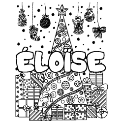 Coloriage &Eacute;LO&Iuml;SE - d&eacute;cor Sapin et Cadeaux