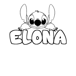 Coloriage prénom ELONA - décor Stitch