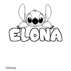 Coloriage pr&eacute;nom ELONA - d&eacute;cor Stitch