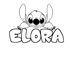Coloriage prénom ELORA - décor Stitch