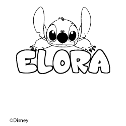 Coloriage pr&eacute;nom ELORA - d&eacute;cor Stitch