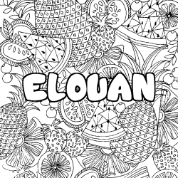 Coloriage prénom ELOUAN - décor Mandala fruits