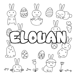 Coloriage pr&eacute;nom ELOUAN - d&eacute;cor Paques