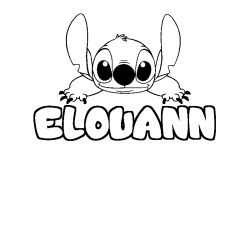 Coloriage prénom ELOUANN - décor Stitch