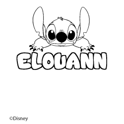Coloriage pr&eacute;nom ELOUANN - d&eacute;cor Stitch