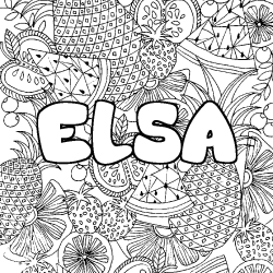 Coloriage ELSA - d&eacute;cor Mandala fruits